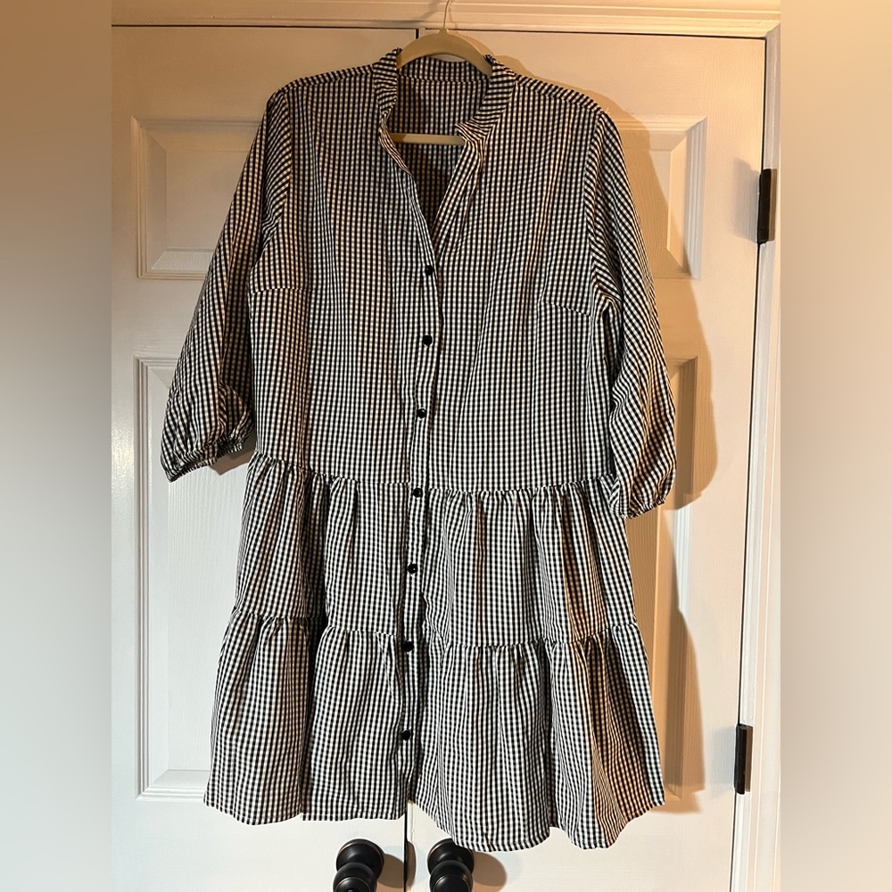 Black and White Gingham Dress! Perfect for Fall Football game!!